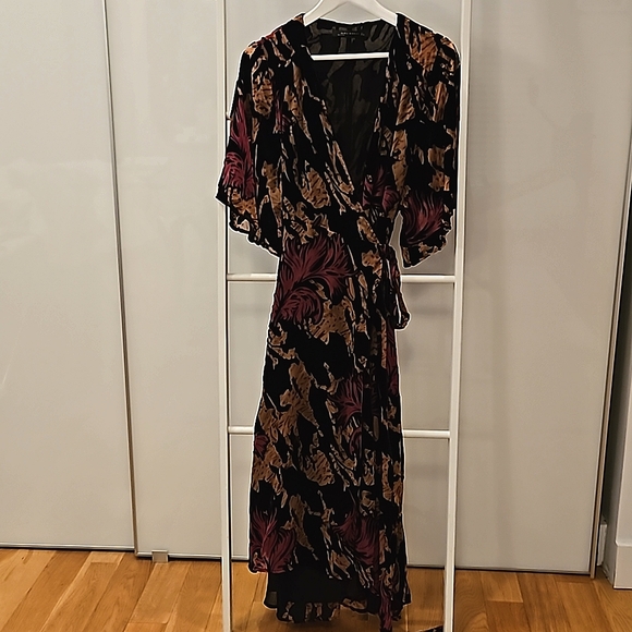 Long velvet/sheer floaty wrap dress -Zara L - Picture 1 of 3